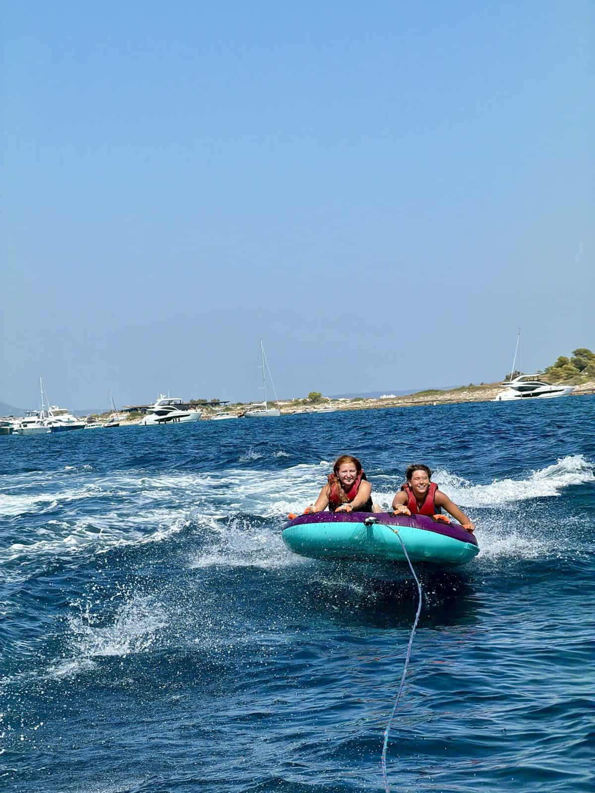 Tubing behind the boat